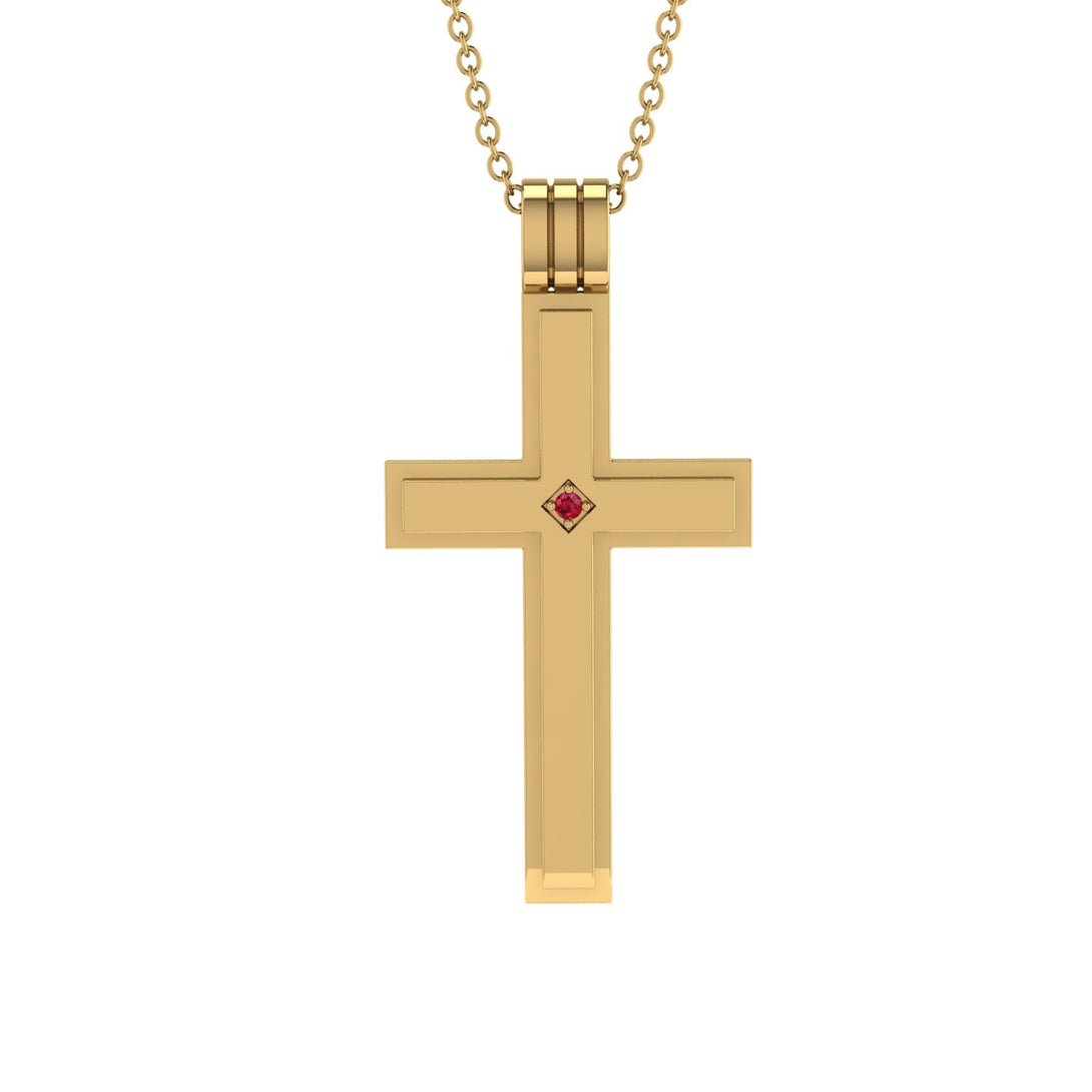 Classic Ruby Gold Cross Pendant - Abel No. 10