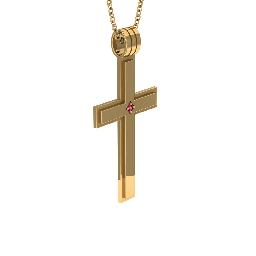 Classic Ruby Gold Cross Pendant - Abel No. 10