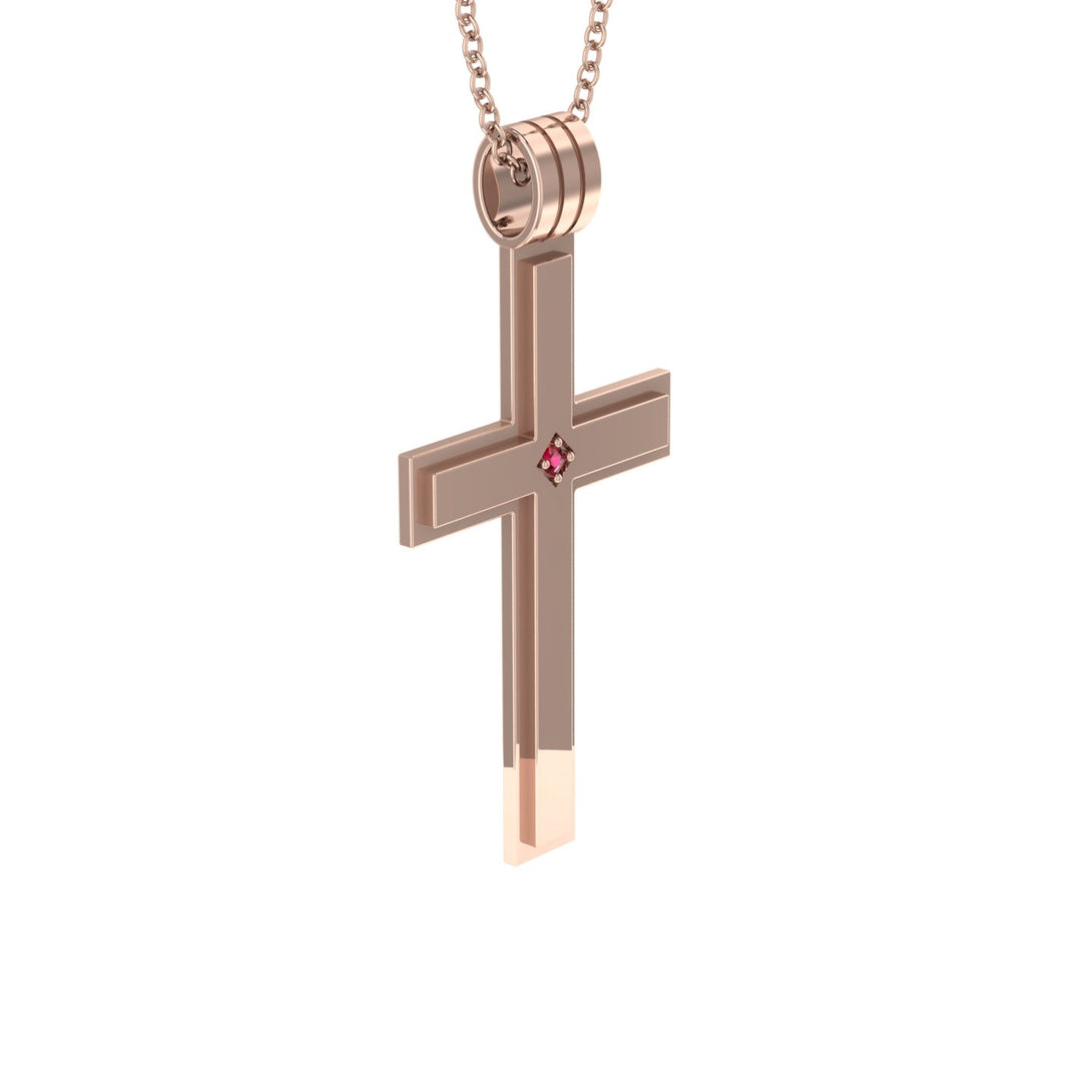 Classic Ruby Gold Cross Pendant - Abel No. 11