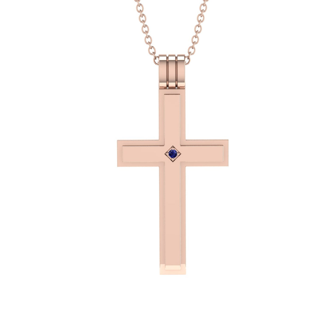 Classic Sapphire Gold Cross Pendant - Abel No. 14