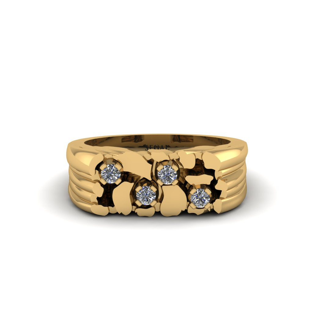 Diamond Cluster Elegance Men's Fashion Ring - Navy No. 1