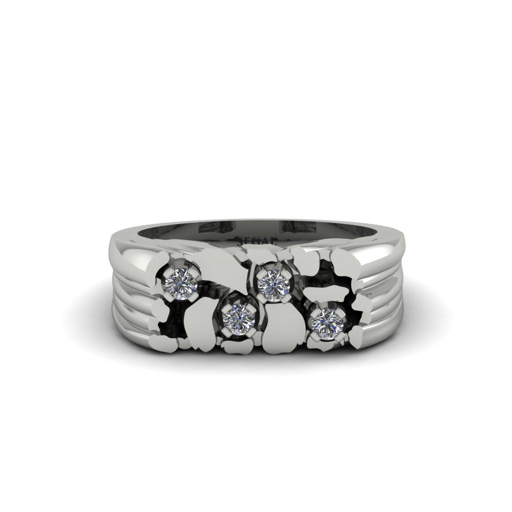 Diamond Cluster Elegance Men's Fashion Ring - Navy No. 3
