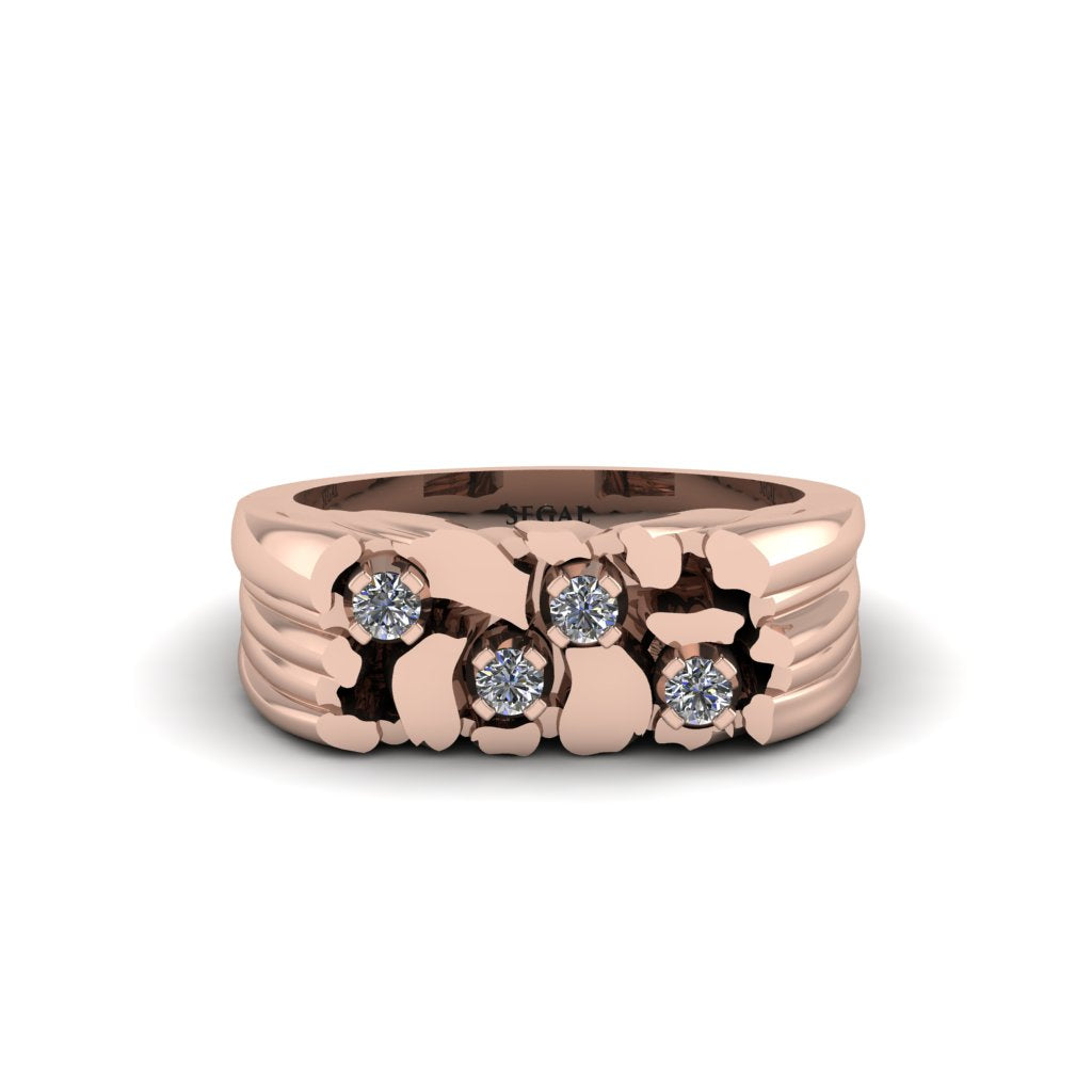 Diamond Cluster Elegance Men's Fashion Ring - Navy No. 2
