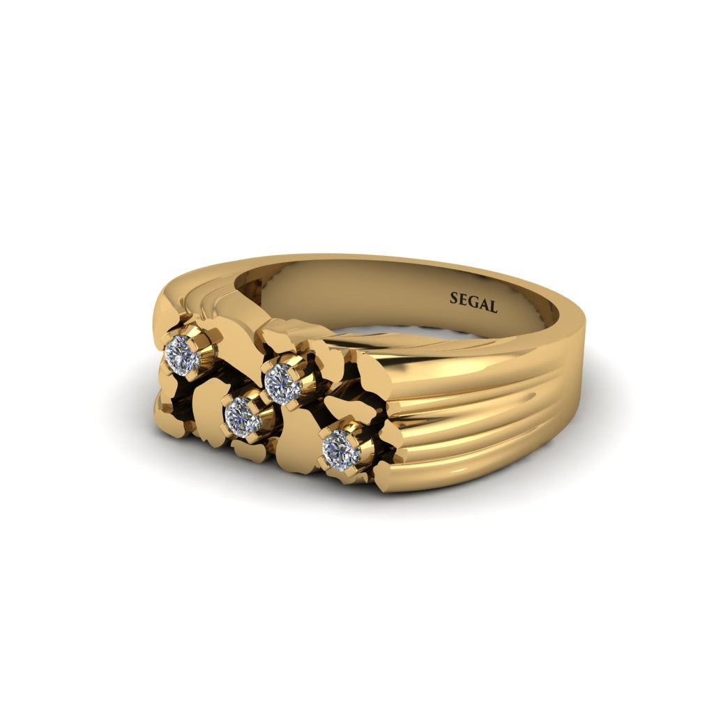 Diamond Cluster Elegance Men's Fashion Ring - Navy No. 1