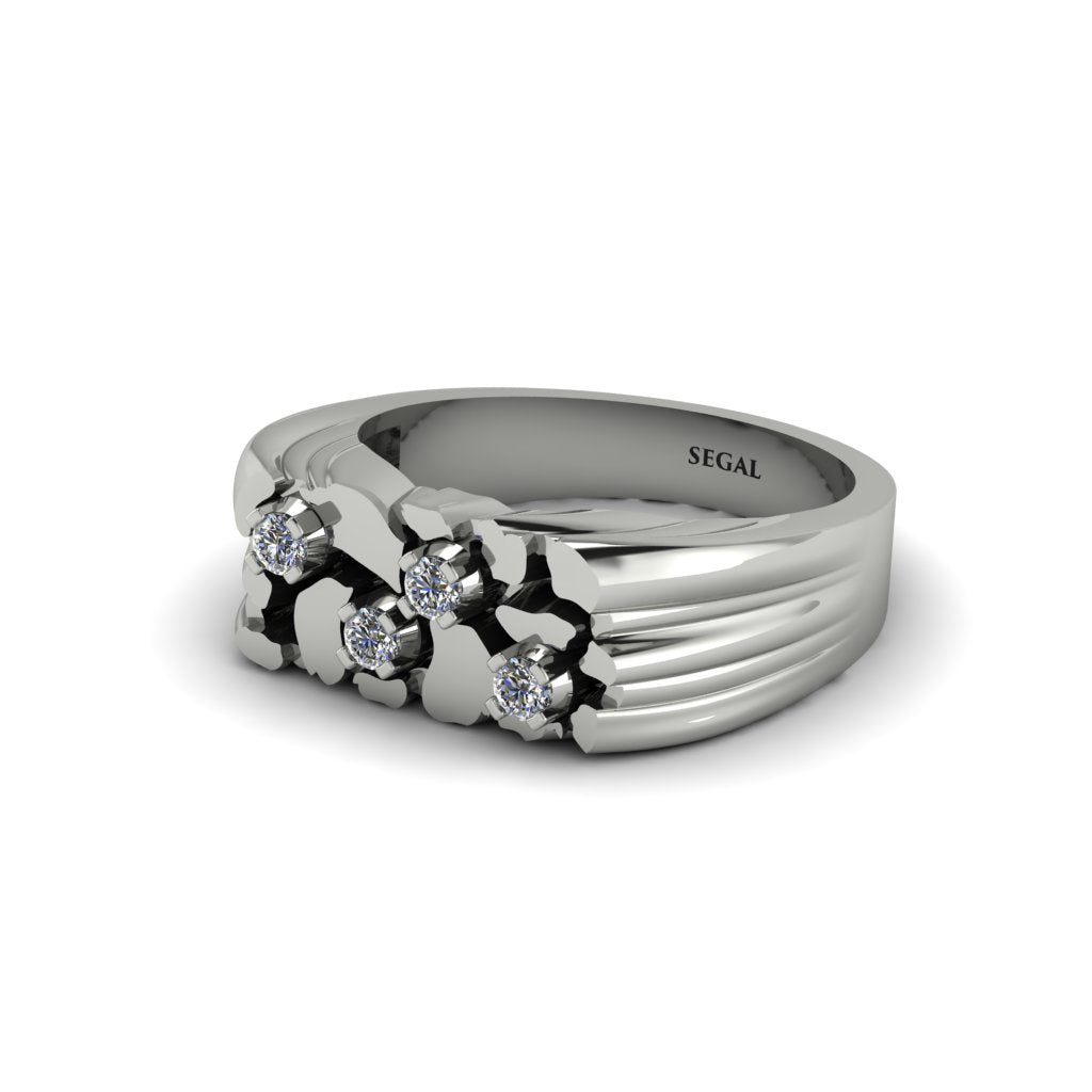Diamond Cluster Elegance Men's Fashion Ring - Navy No. 3