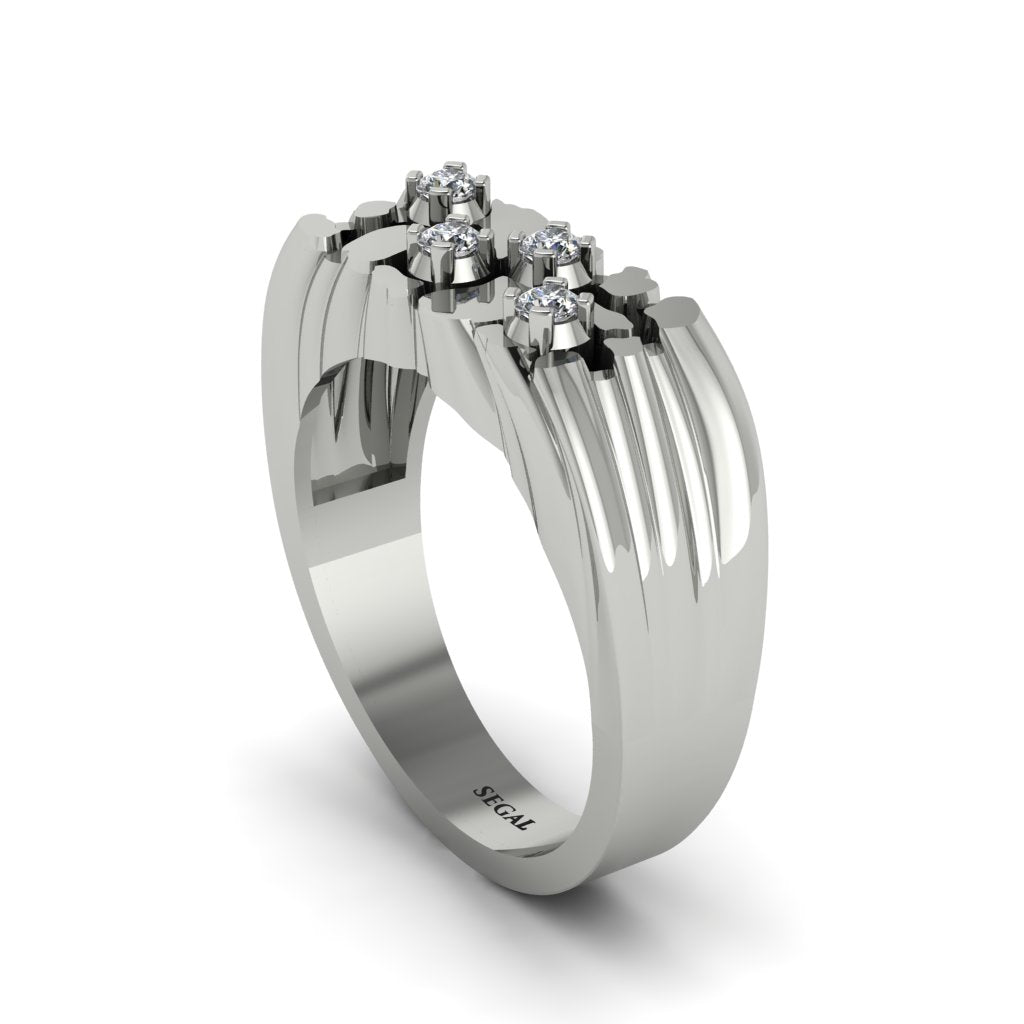 Diamond Cluster Elegance Men's Fashion Ring - Navy No. 3