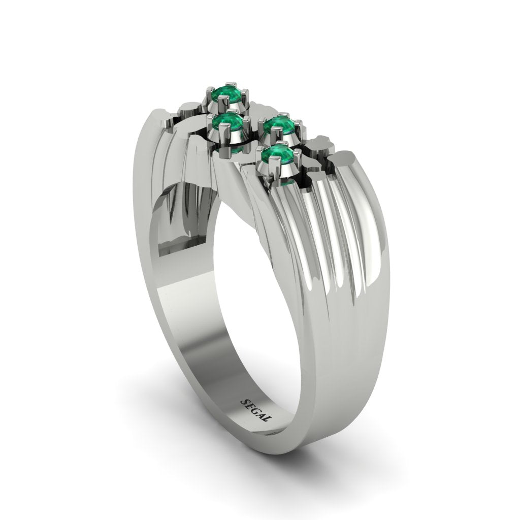 Emerald Cluster Elegance Men's Fashion Ring - Navy No. 6