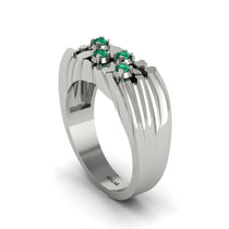 Emerald Cluster Elegance Men's Fashion Ring - Navy No. 6 image 1