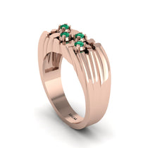 Emerald Cluster Elegance Men's Fashion Ring - Navy No. 5 image 1