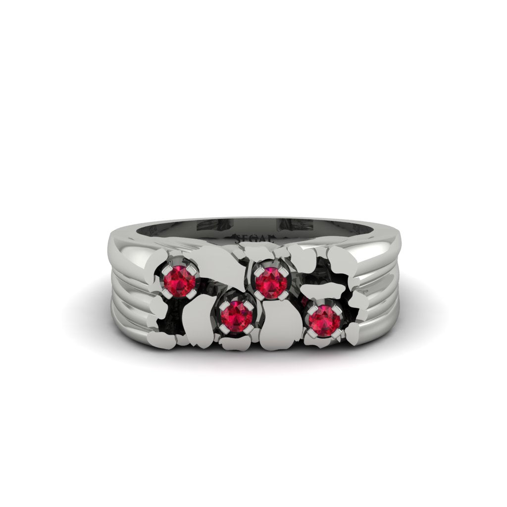 Ruby Cluster Elegance Men's Fashion Ring - Navy No. 12