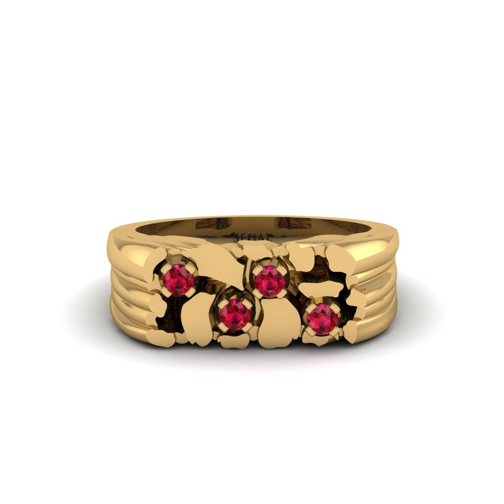 Ruby Cluster Elegance Men's Fashion Ring - Navy No. 10