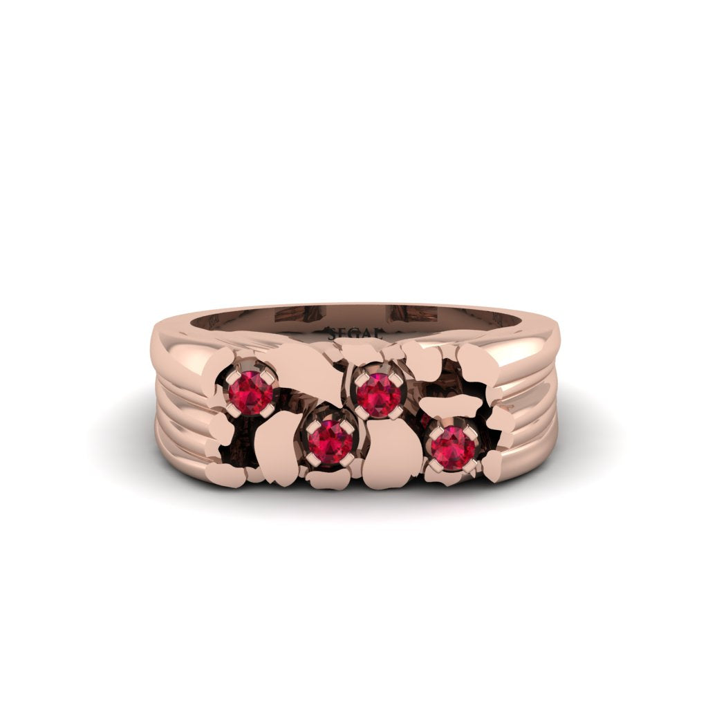 Ruby Cluster Elegance Men's Fashion Ring - Navy No. 11