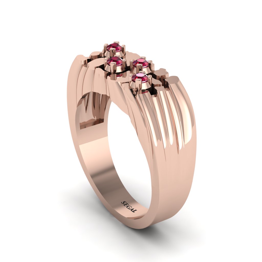 Ruby Cluster Elegance Men's Fashion Ring - Navy No. 11