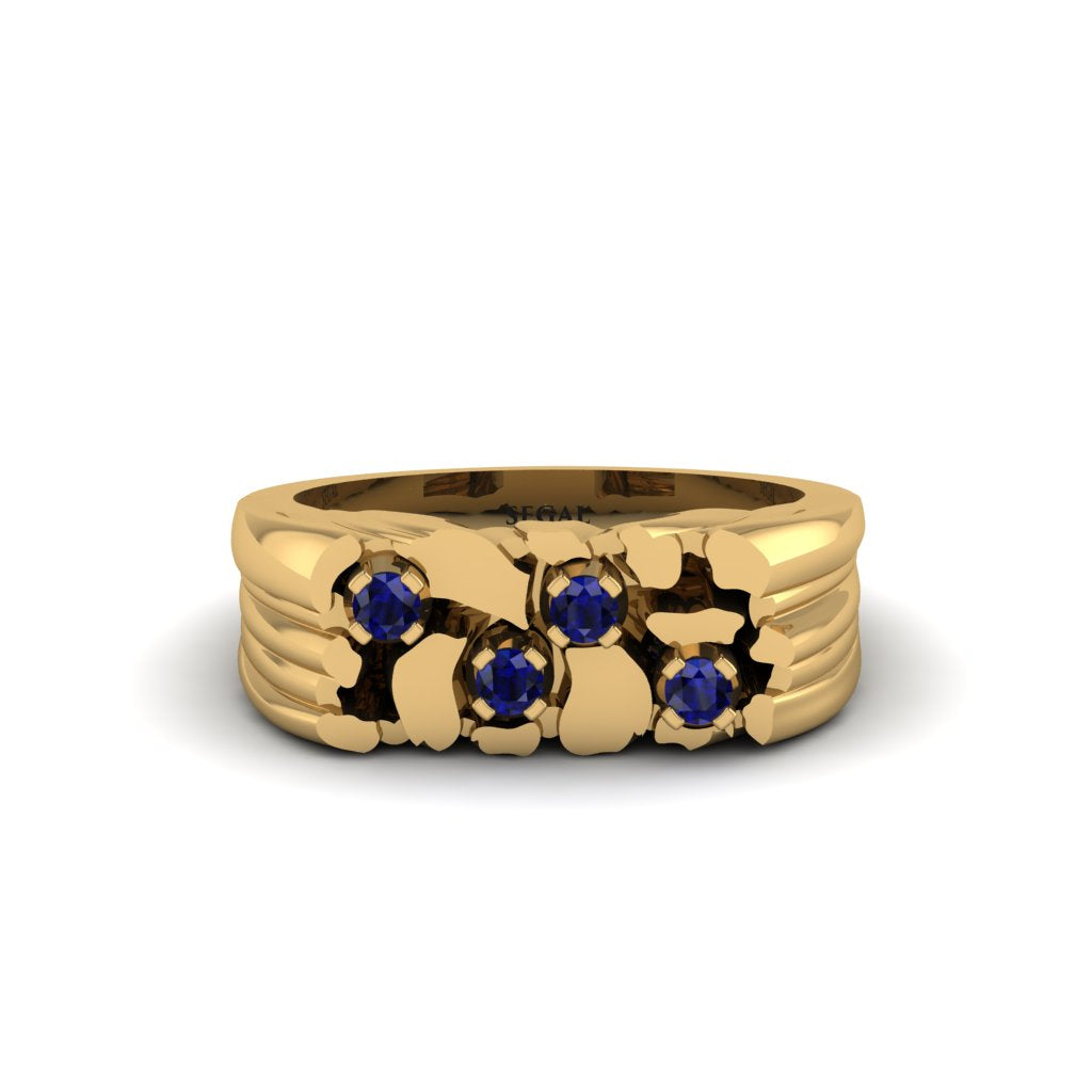 Sapphire Cluster Elegance Men's Fashion Ring - Navy No. 13