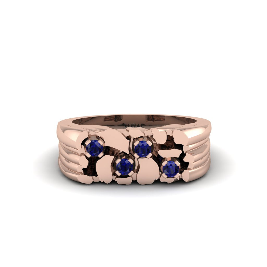 Sapphire Cluster Elegance Men's Fashion Ring - Navy No. 14