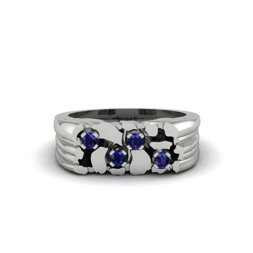 Sapphire Cluster Elegance Men's Fashion Ring - Navy No. 15