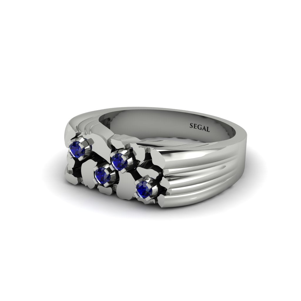Sapphire Cluster Elegance Men's Fashion Ring - Navy No. 15