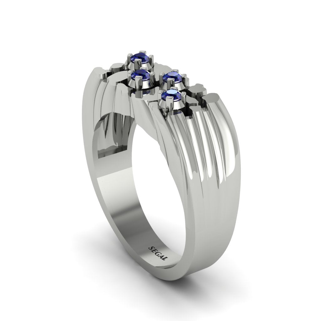 Sapphire Cluster Elegance Men's Fashion Ring - Navy No. 15