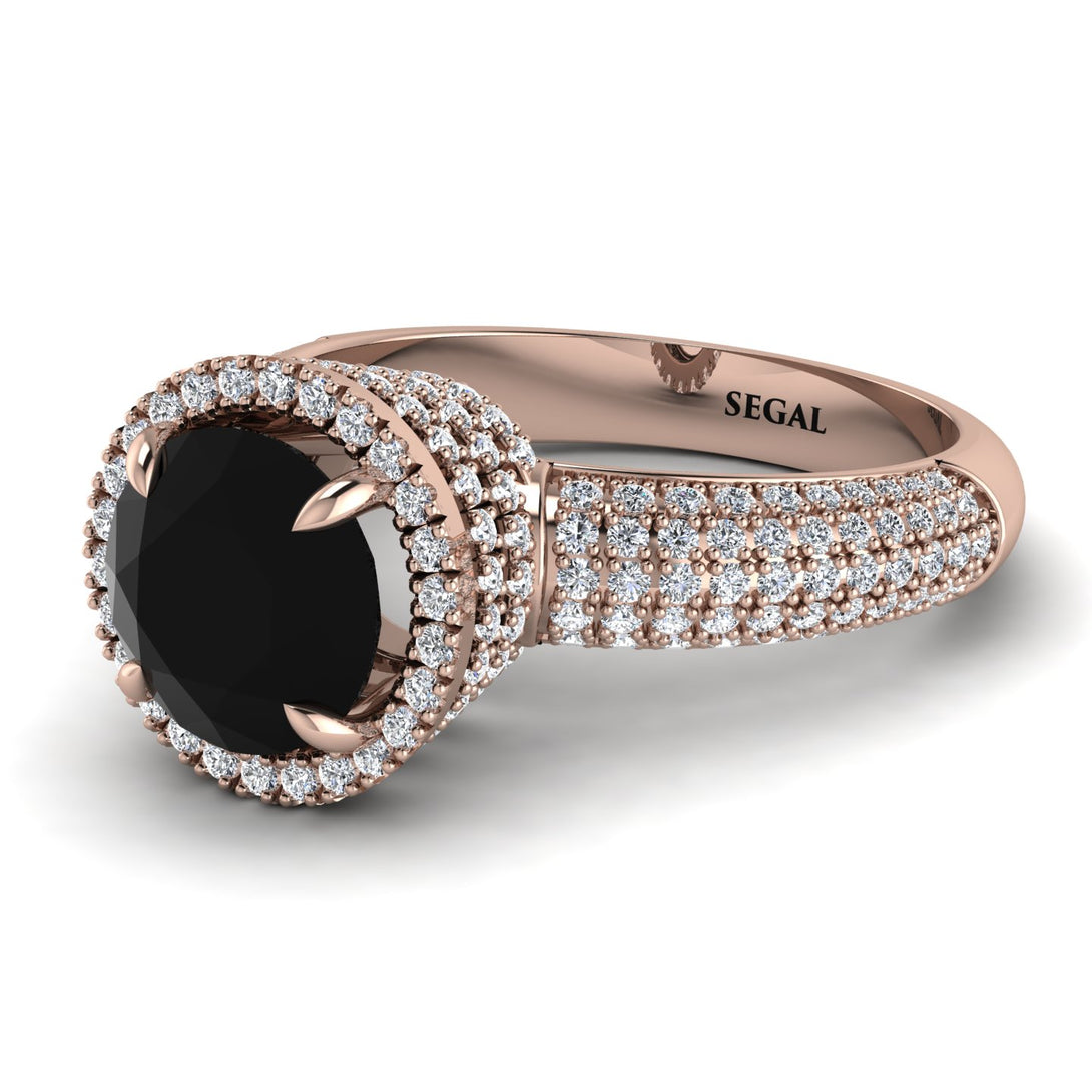 Black Diamond Cluster Halo Engagement Ring - Katie No. 8