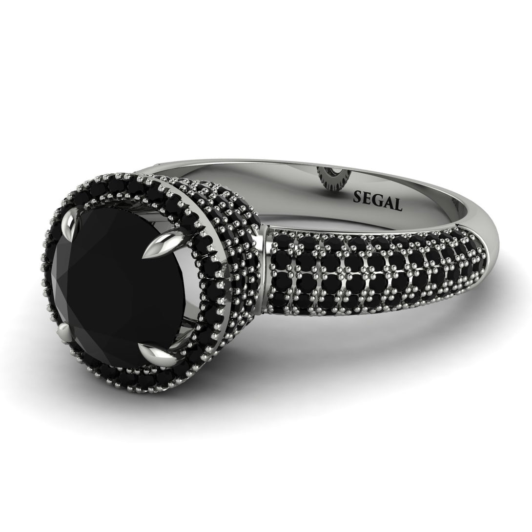Black Diamond Cluster Halo Engagement Ring - Katie No. 39