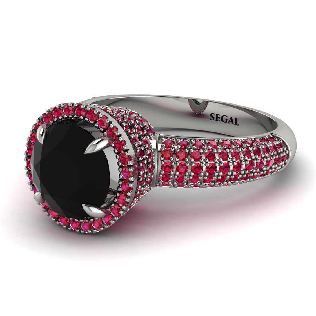 Black Diamond Cluster Halo Engagement Ring - Katie No. 54