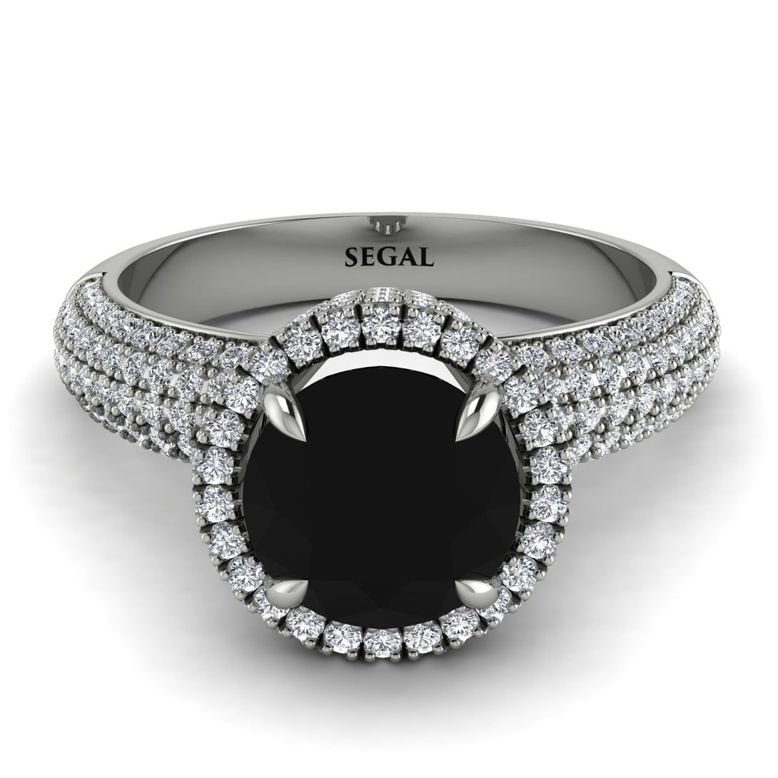Black Diamond Cluster Halo Engagement Ring - Katie No. 9