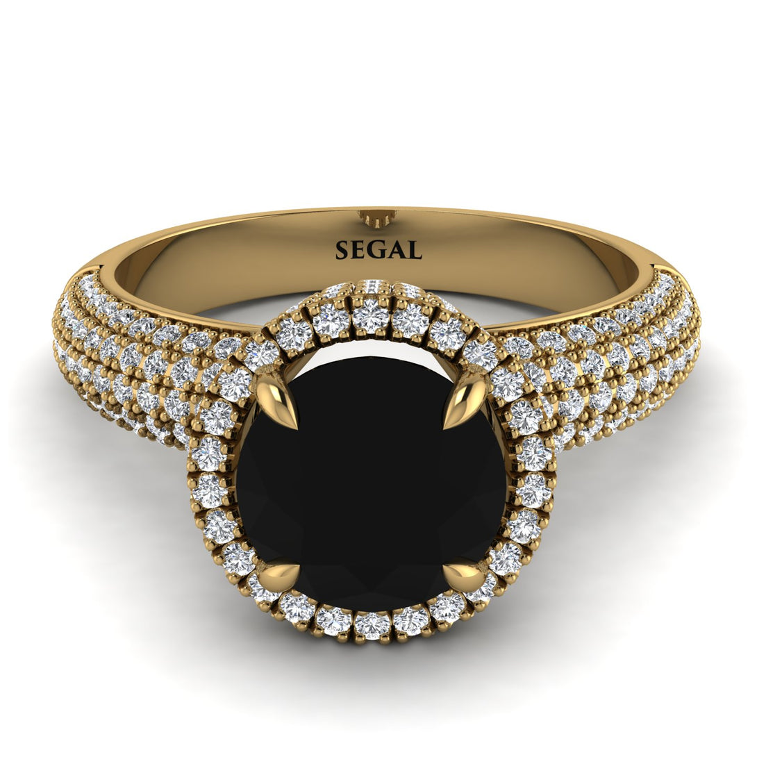 Black Diamond Cluster Halo Engagement Ring - Katie No. 7
