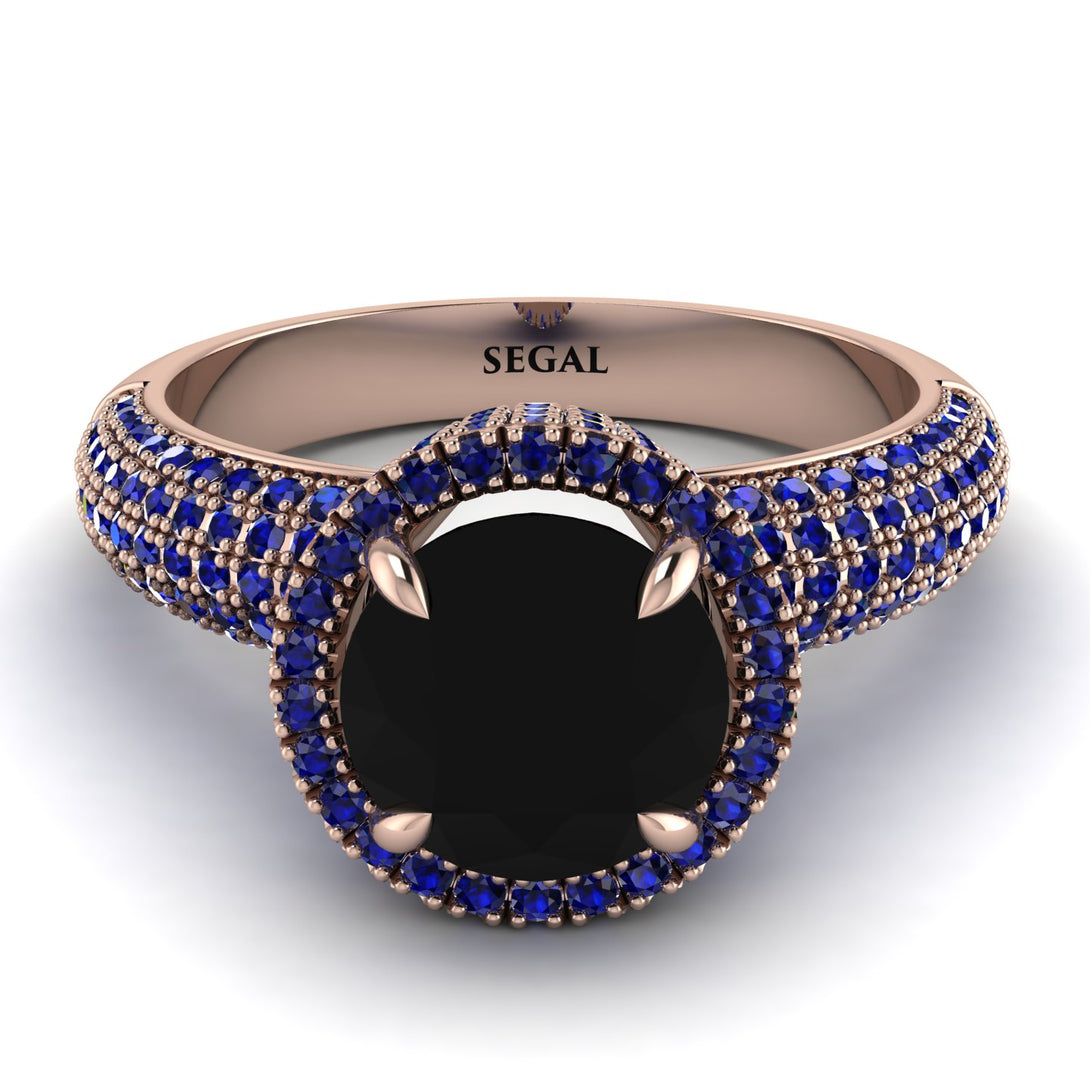Black Diamond Cluster Halo Engagement Ring - Katie No. 68