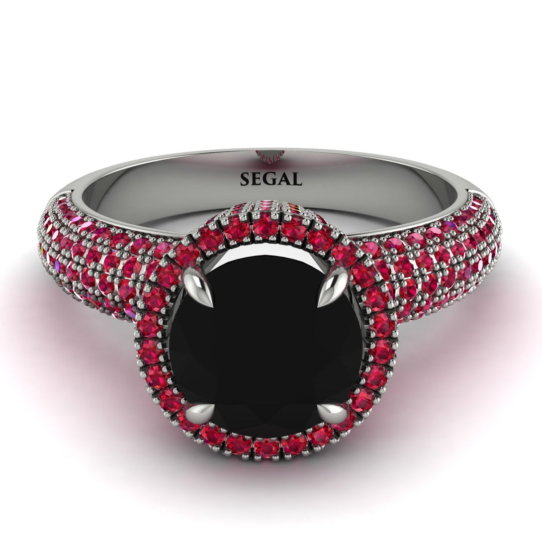 Black Diamond Cluster Halo Engagement Ring - Katie No. 54