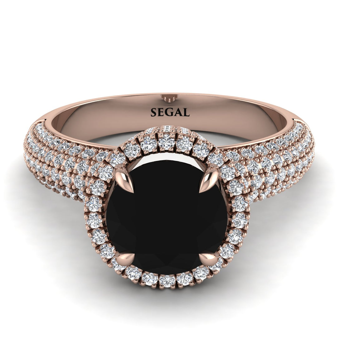 Black Diamond Cluster Halo Engagement Ring - Katie No. 8
