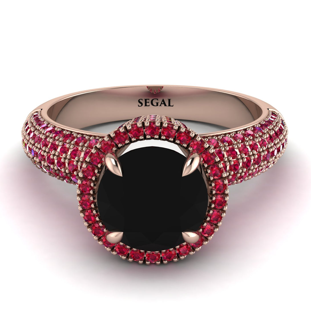 Black Diamond Cluster Halo Engagement Ring - Katie No. 53