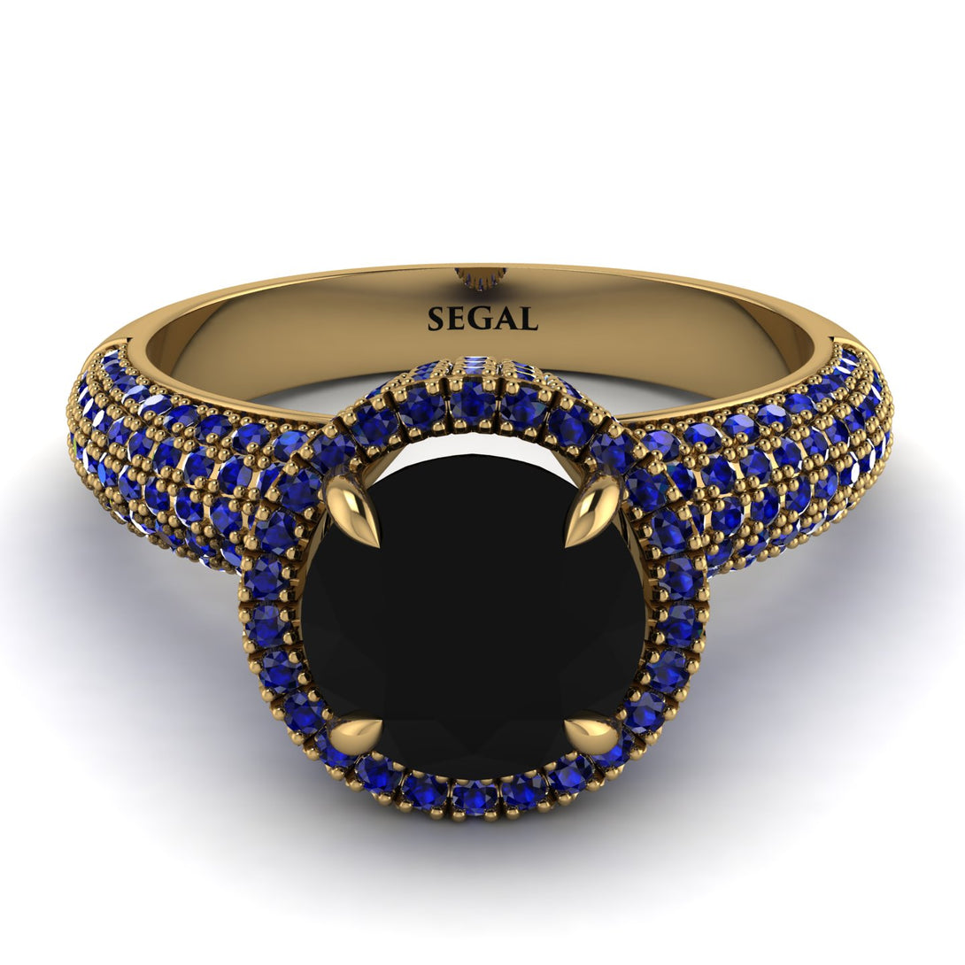 Black Diamond Cluster Halo Engagement Ring - Katie No. 67