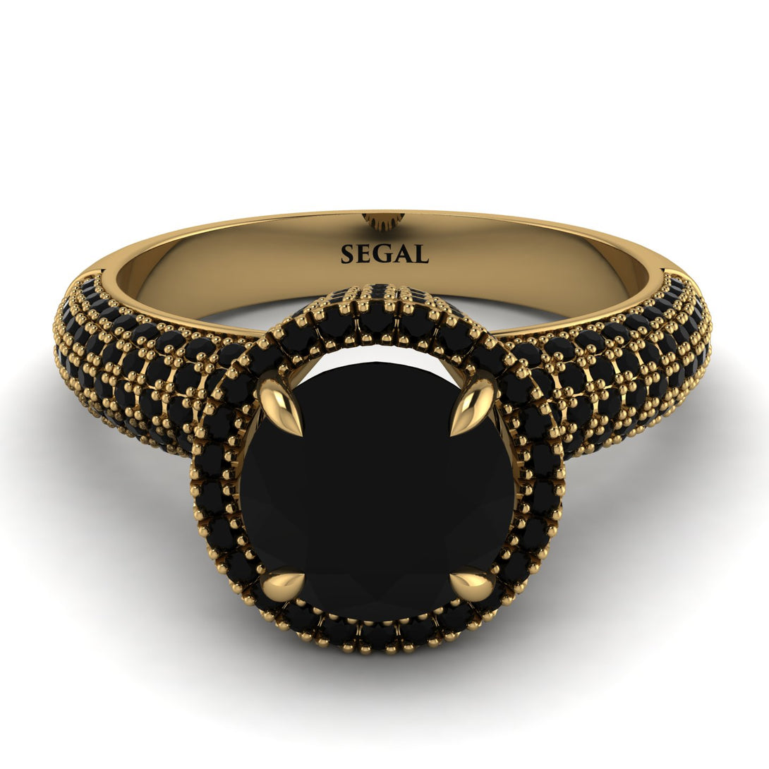 Black Diamond Cluster Halo Engagement Ring - Katie No. 37