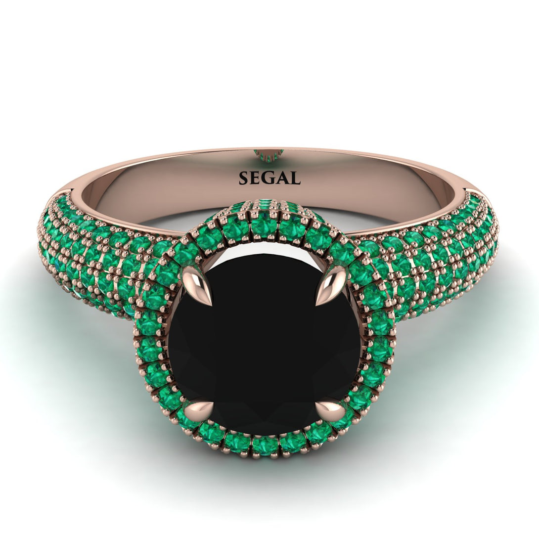 Black Diamond Cluster Halo Engagement Ring - Katie No. 23