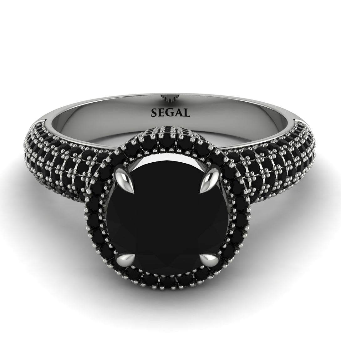 Black Diamond Cluster Halo Engagement Ring - Katie No. 39
