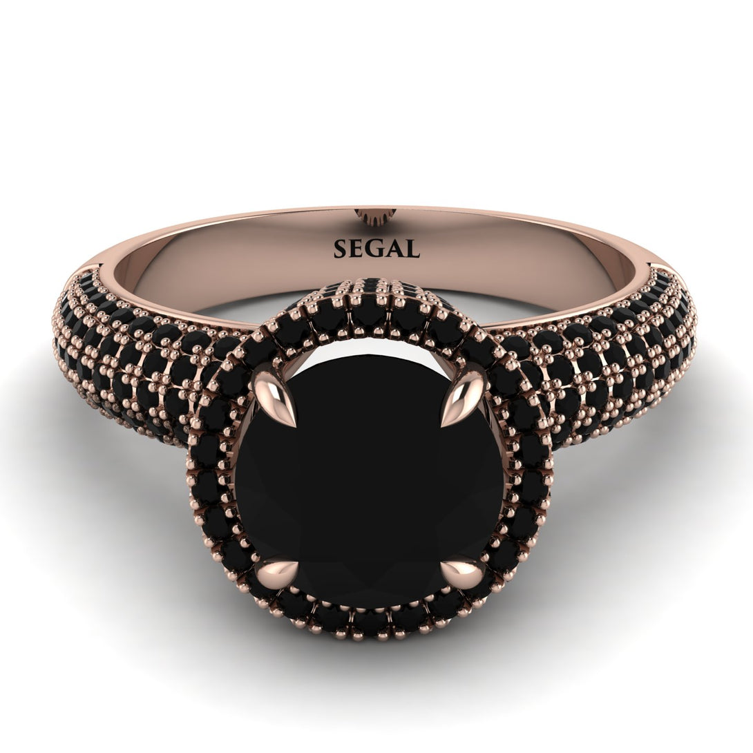 Black Diamond Cluster Halo Engagement Ring - Katie No. 38