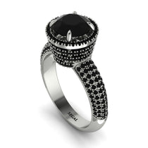 Black Diamond Cluster Halo Engagement Ring - Katie No. 39 image 1