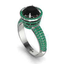 Black Diamond Cluster Halo Engagement Ring - Katie No. 24 image 1