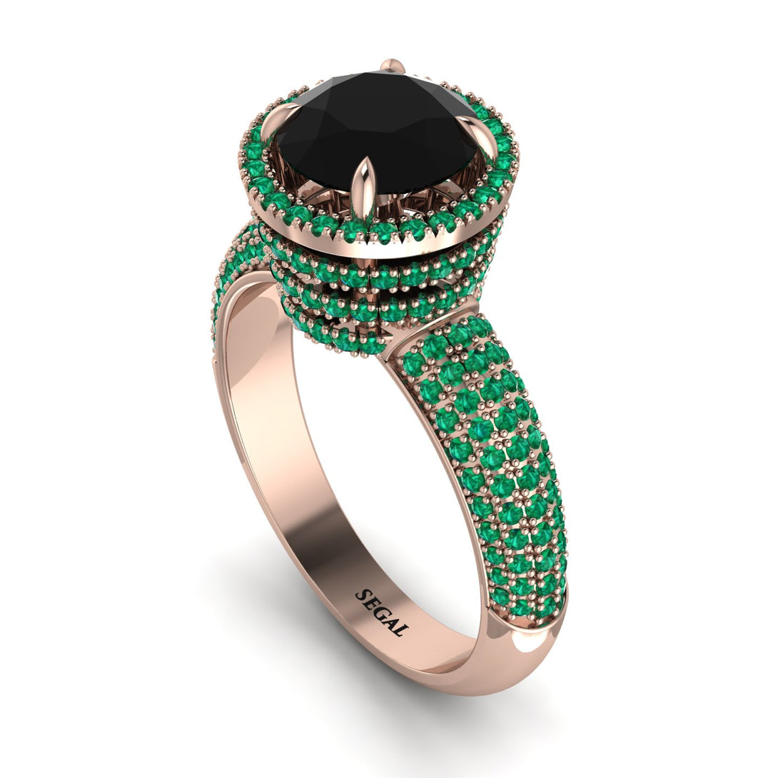Black Diamond Cluster Halo Engagement Ring - Katie No. 23