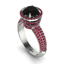 Black Diamond Cluster Halo Engagement Ring - Katie No. 54 image 1