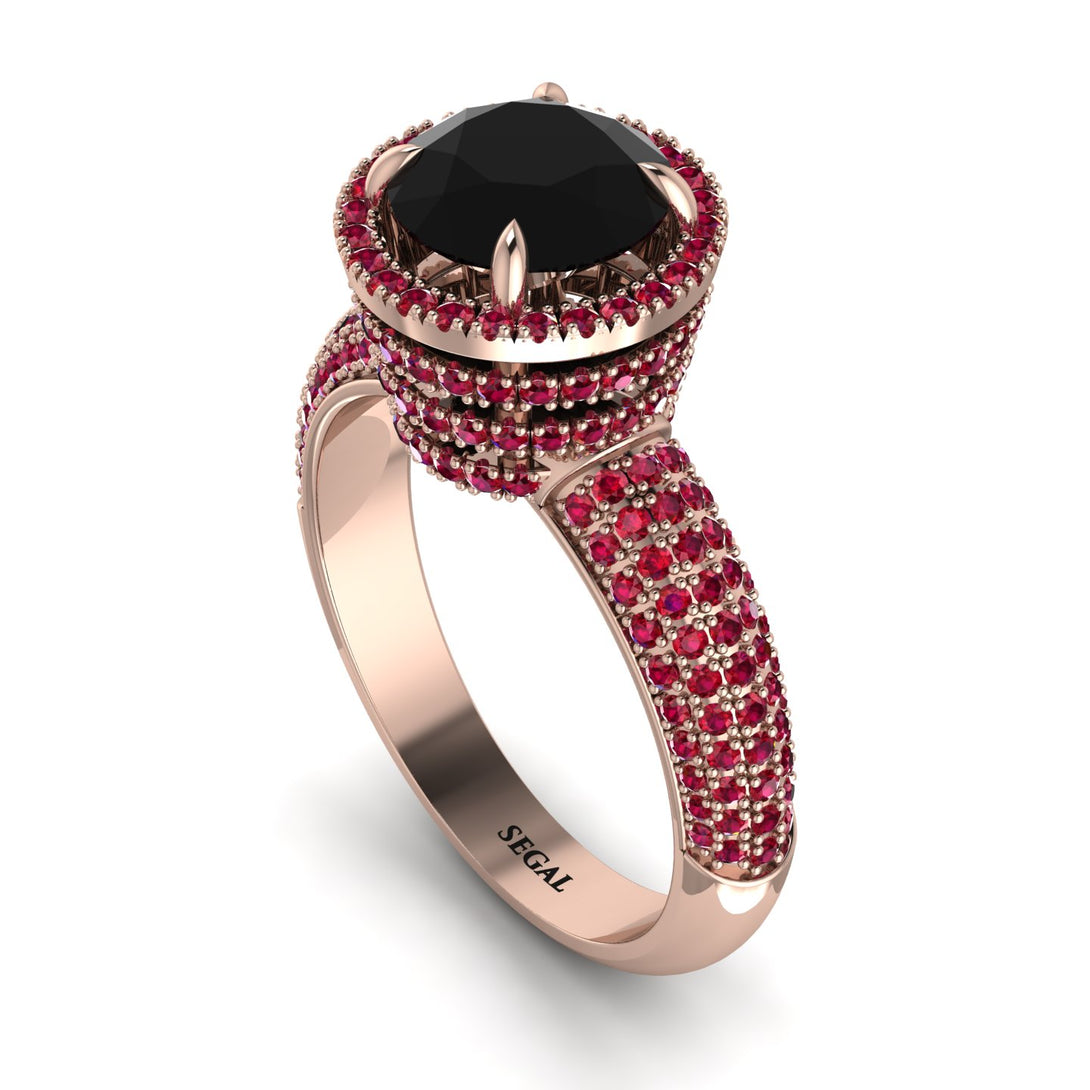 Black Diamond Cluster Halo Engagement Ring - Katie No. 53