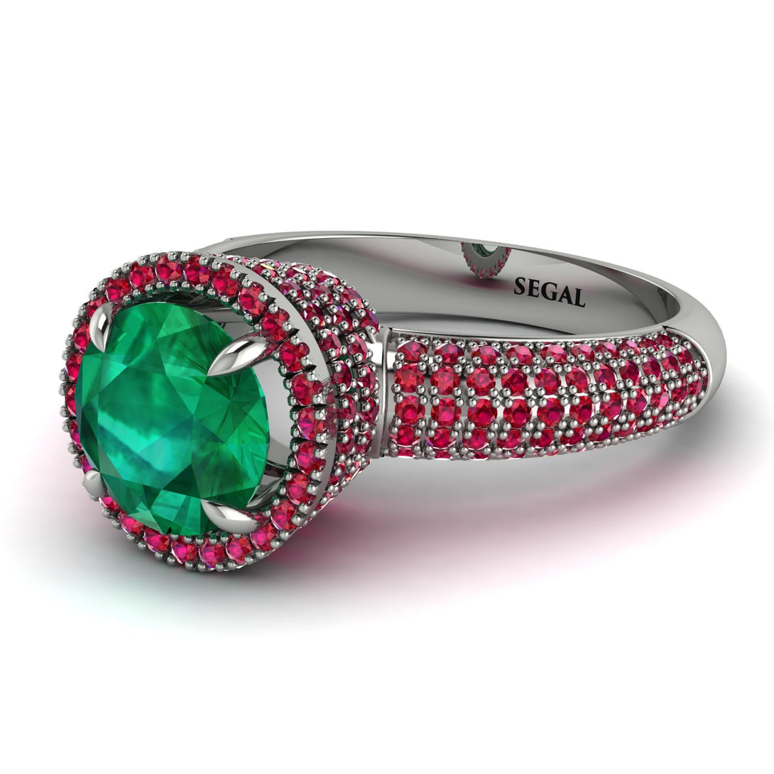 Emerald Cluster Halo Engagement Ring - Katie No. 51