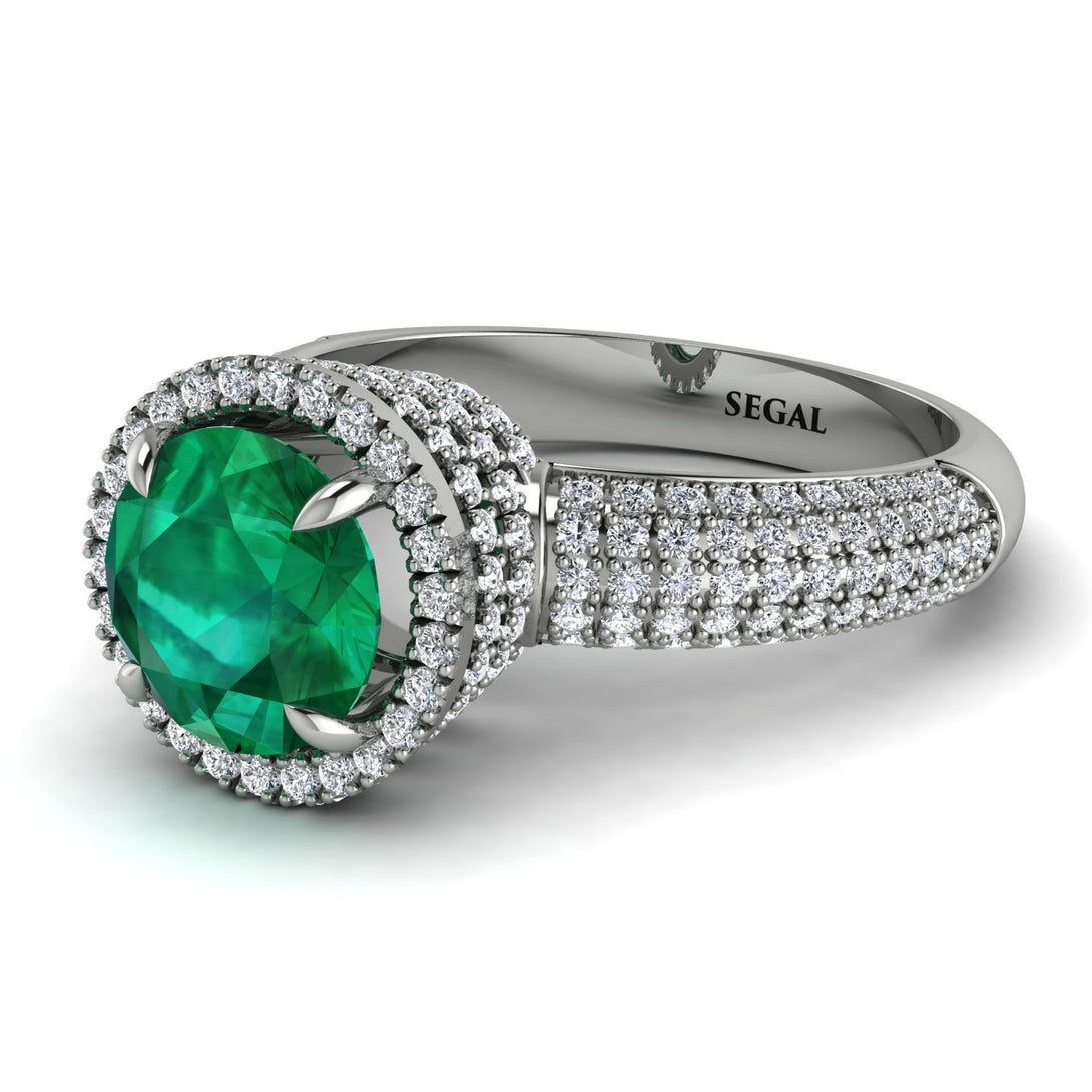 Emerald Cluster Halo Engagement Ring - Katie No. 6