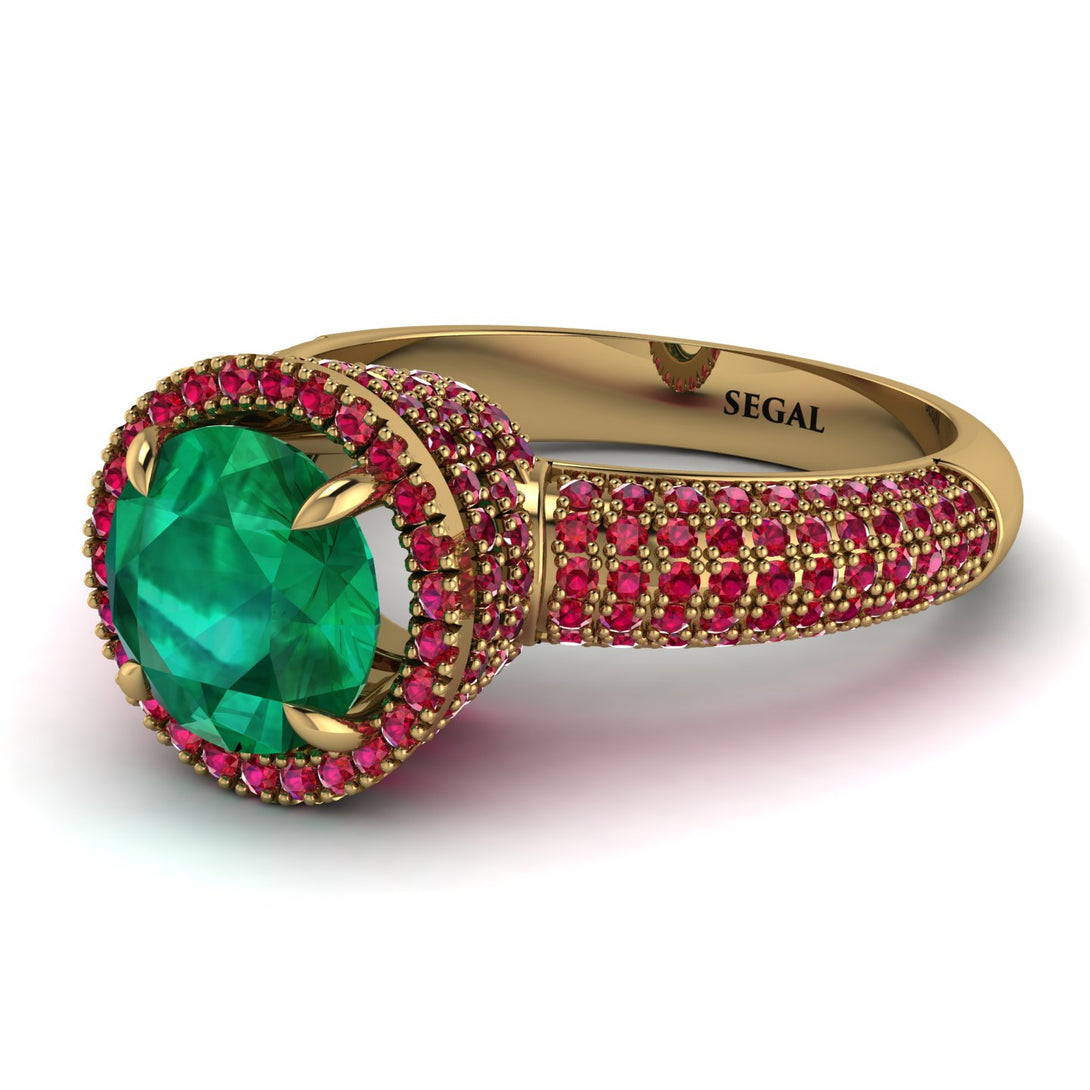 Emerald Cluster Halo Engagement Ring - Katie No. 49