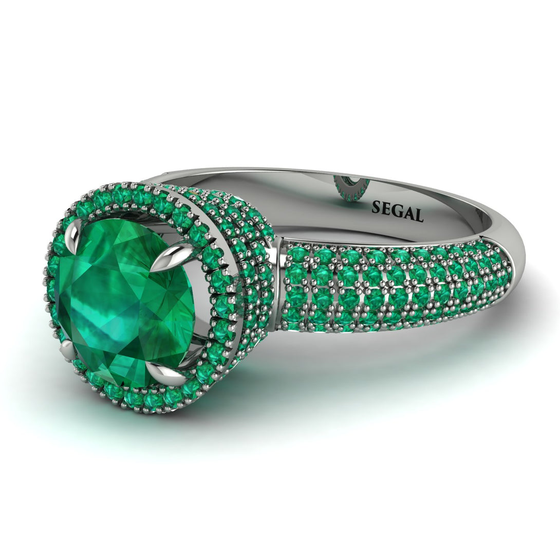 Emerald Cluster Halo Engagement Ring - Katie No. 21