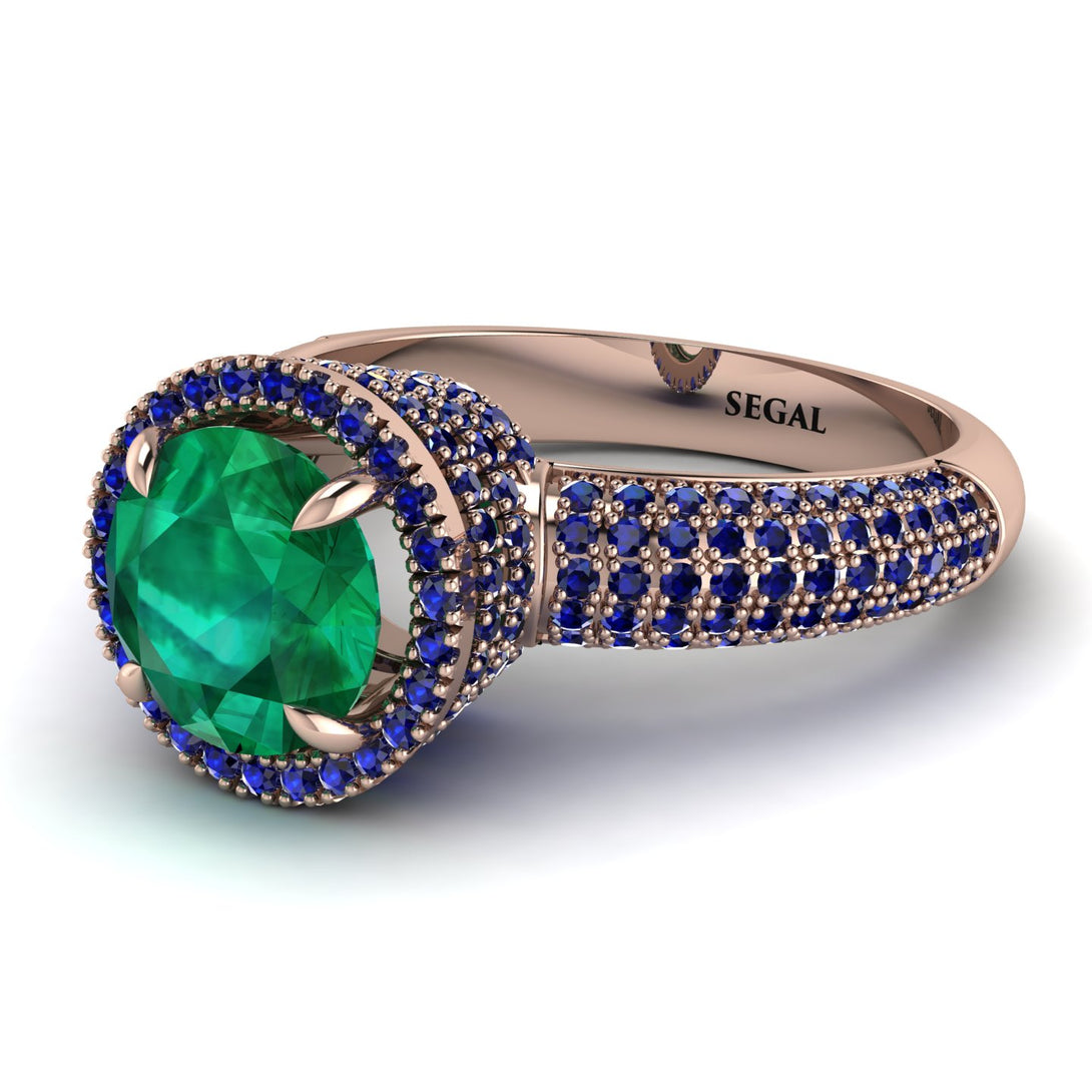 Emerald Cluster Halo Engagement Ring - Katie No. 65