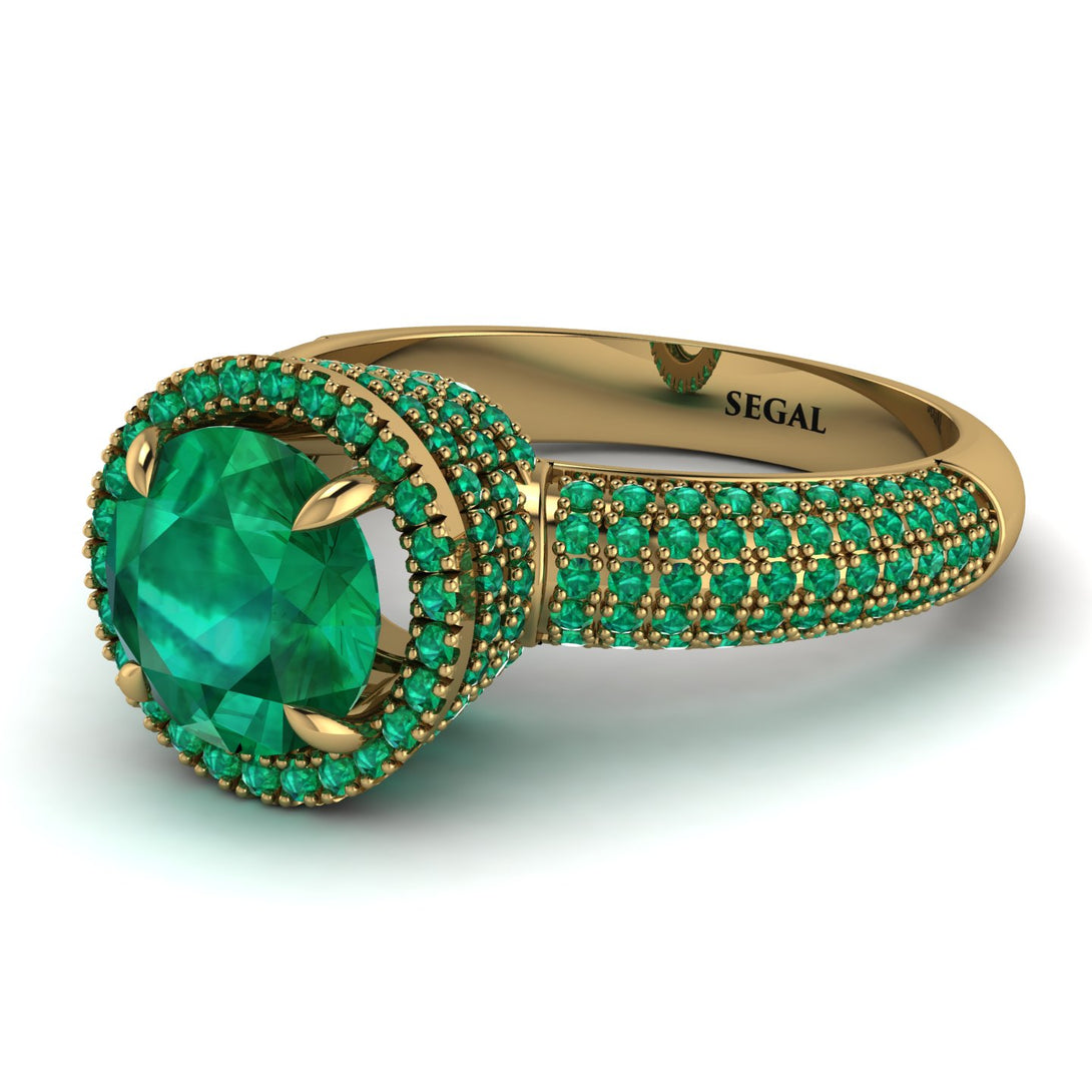Emerald Cluster Halo Engagement Ring - Katie No. 19