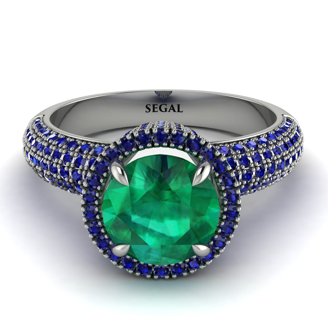 Emerald Cluster Halo Engagement Ring - Katie No. 66