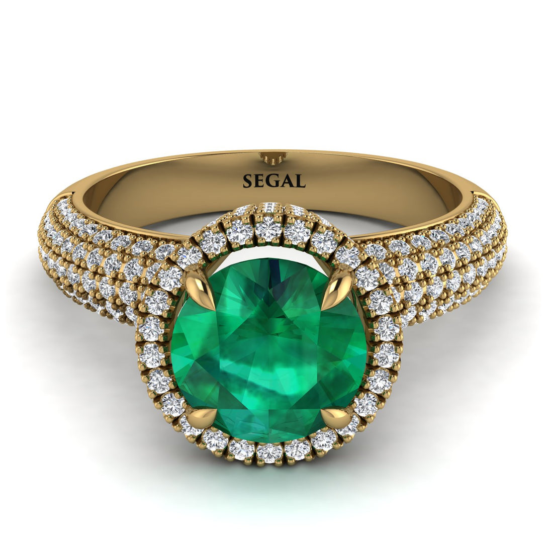 Emerald Cluster Halo Engagement Ring - Katie No. 4