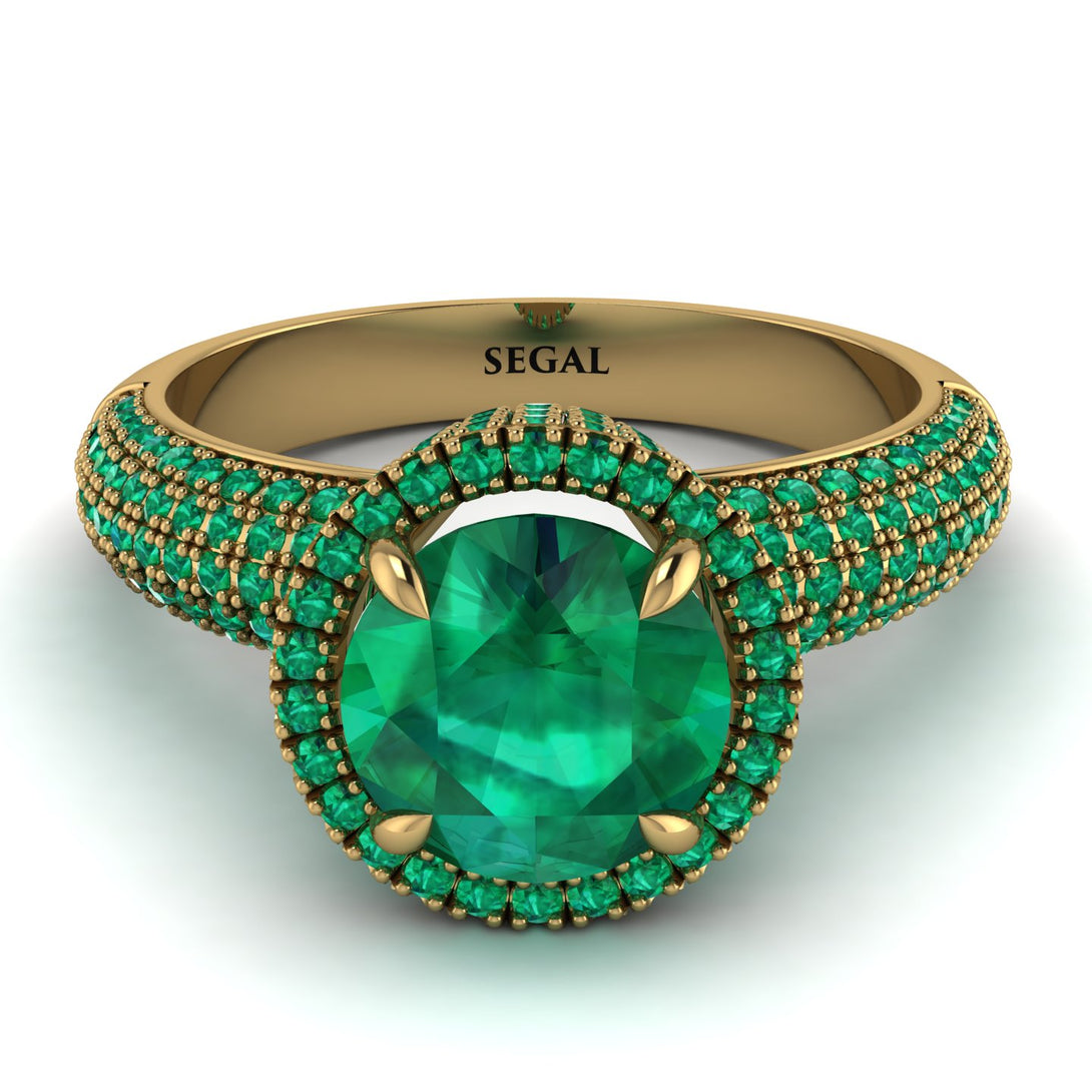 Emerald Cluster Halo Engagement Ring - Katie No. 19